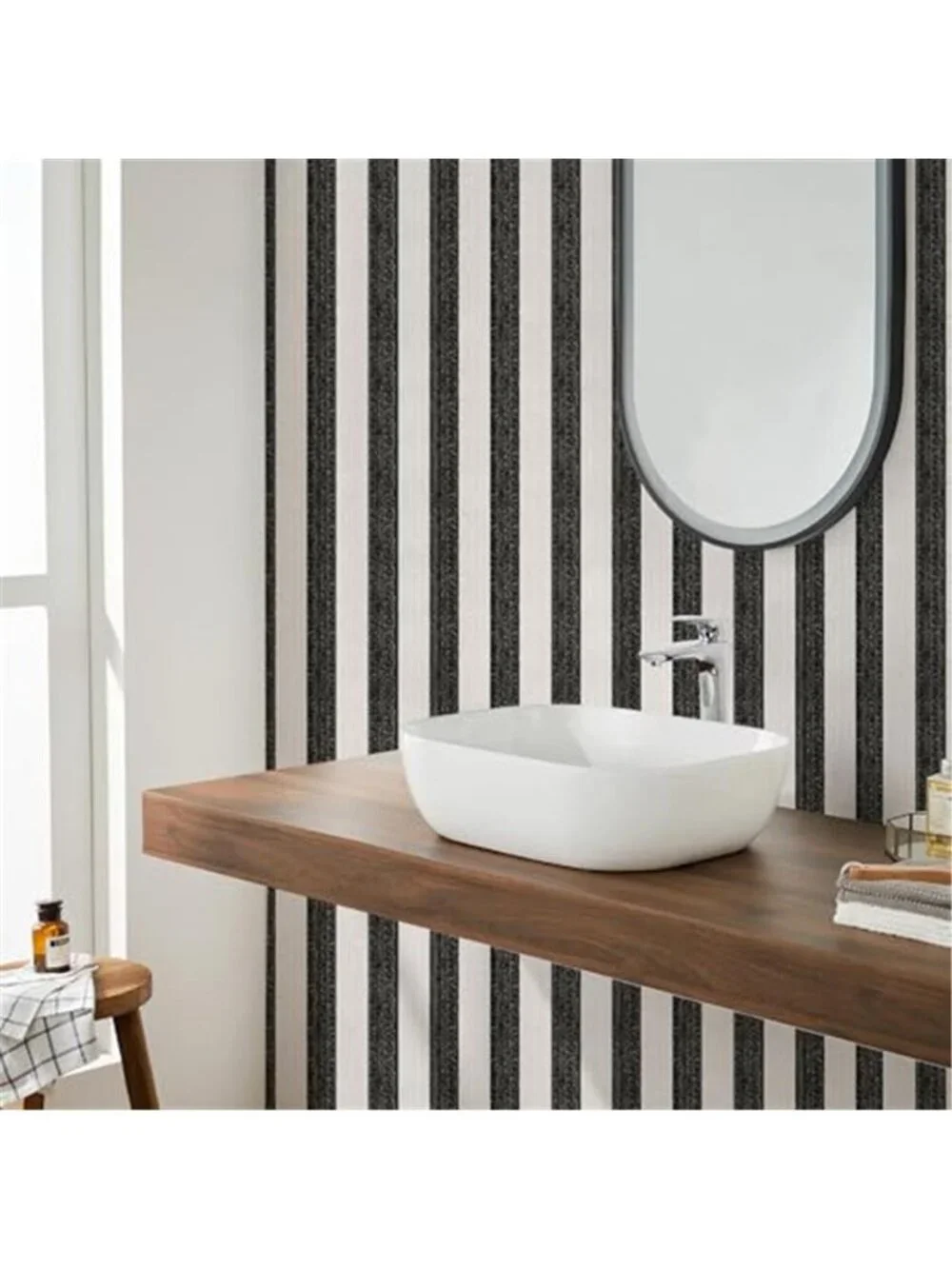 Black Stripe Peel and Stick Wallpaper 15.7